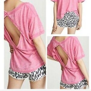 Free People Hot Magenta Viola Open Back T-shirt
